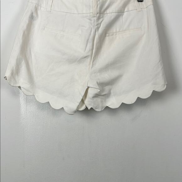 J Crew Linen Blend 2 Pocket  White Scalloped Hem Mid Rise Women's 4 Shorts NWT - Picture 6 of 9
